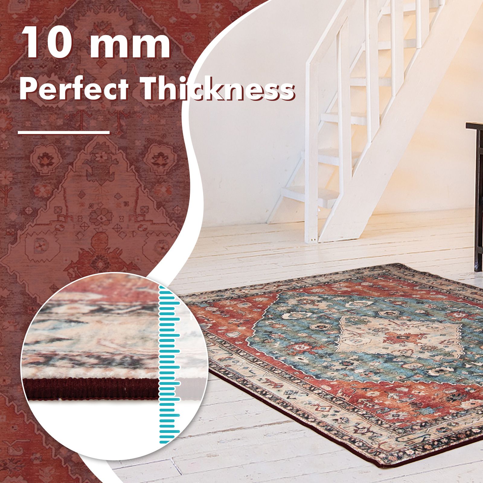 Anti Slip Traditional Large Boho Floor Mat for Living Room